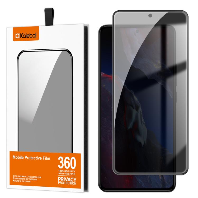 For Xiaomi Poco F5 Pro Kalebol High-Aluminum Screen-Printed Full-Coverage Black-Border Privacy Tempered Glass Film