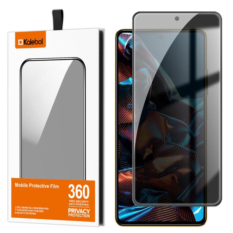 For Xiaomi Poco X5 Pro Kalebol High-Aluminum Screen-Printed Full-Coverage Black-Border Privacy Tempered Glass Film