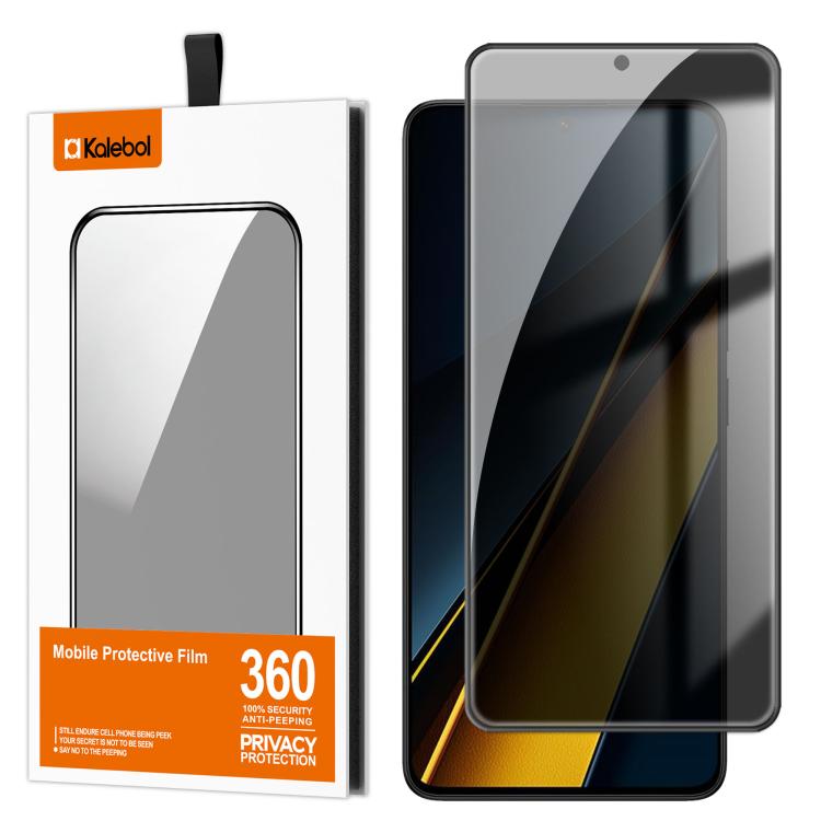 For Xiaomi Poco X6 Pro 5G Kalebol High-Aluminum Screen-Printed Full-Coverage Black-Border Privacy Tempered Glass Film