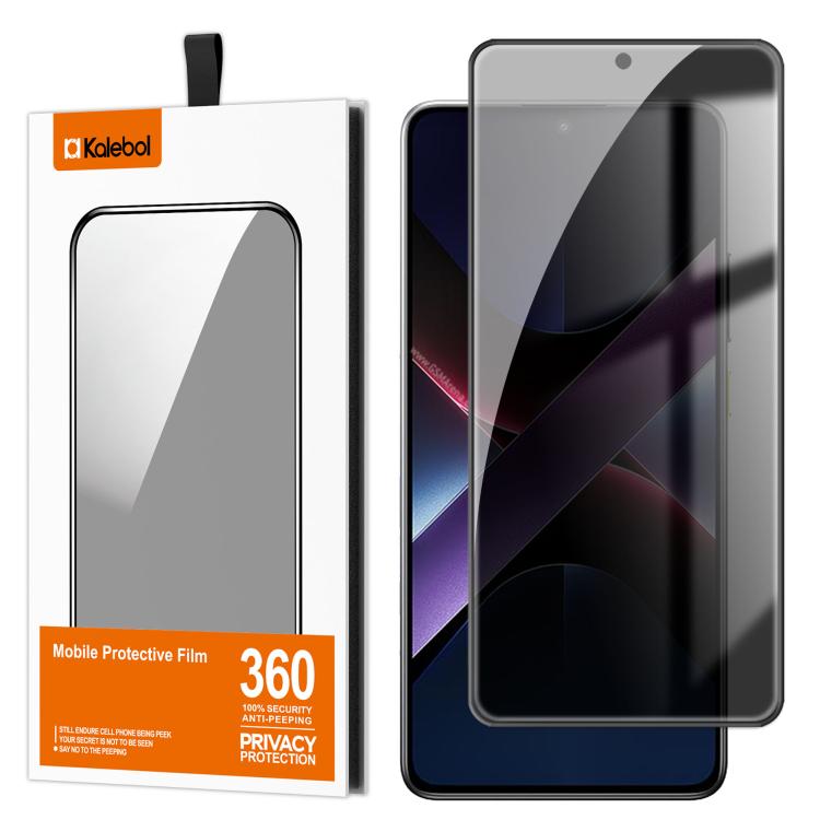 For Xiaomi Poco X7 Pro Kalebol High-Aluminum Screen-Printed Full-Coverage Black-Border Privacy Tempered Glass Film