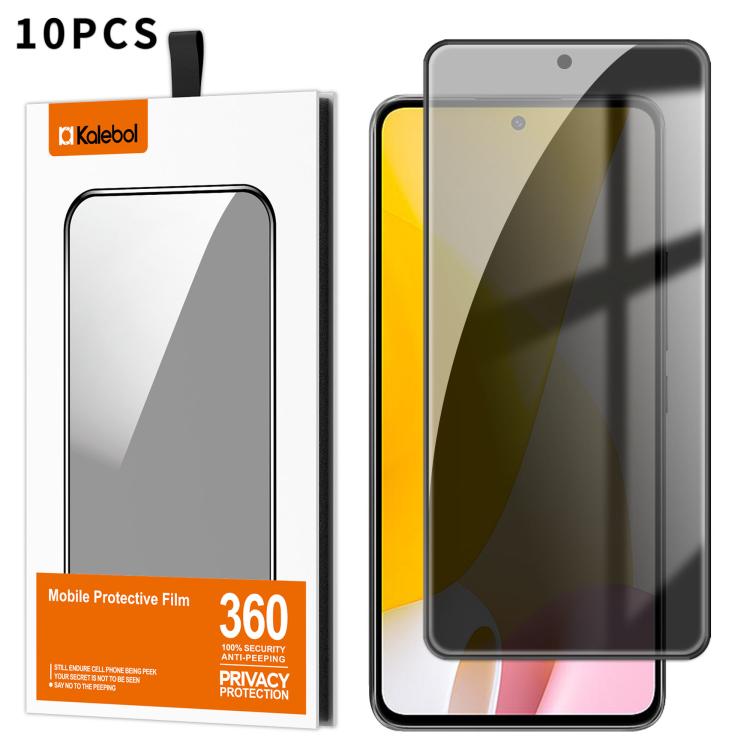 For Xiaomi 12 Lite 10pcs Kalebol High-Aluminum Screen-Printed Full-Coverage Black-Border Privacy Tempered Glass Film