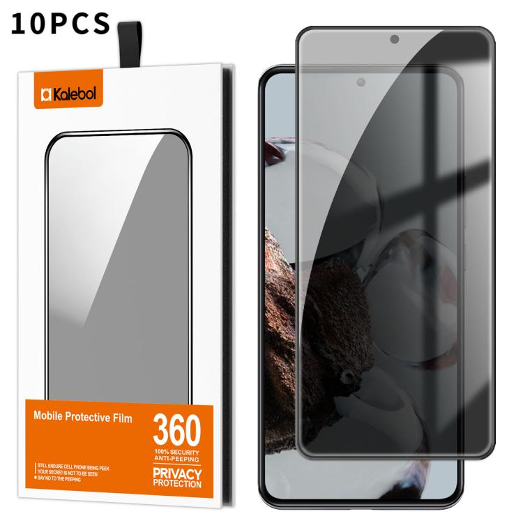 For Xiaomi 12T Pro 10pcs Kalebol High-Aluminum Screen-Printed Full-Coverage Black-Border Privacy Tempered Glass Film