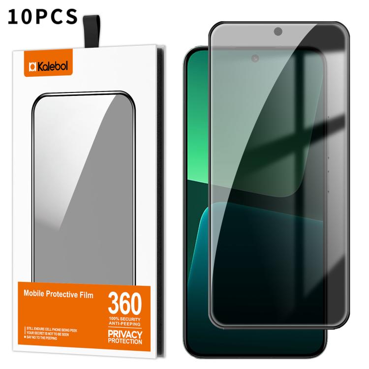 For Xiaomi 13 10pcs Kalebol High-Aluminum Screen-Printed Full-Coverage Black-Border Privacy Tempered Glass Film