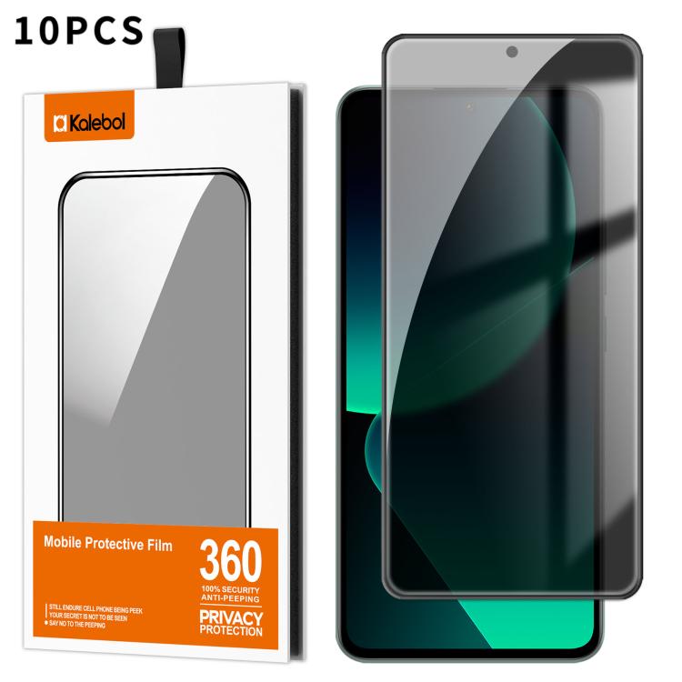 For Xiaomi 13T 10pcs Kalebol High-Aluminum Screen-Printed Full-Coverage Black-Border Privacy Tempered Glass Film