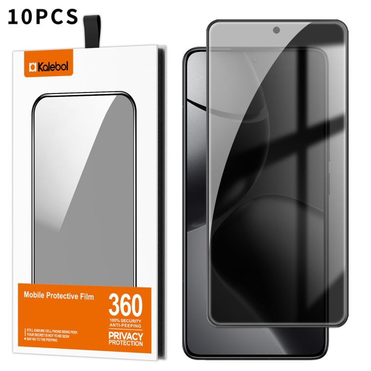 For Xiaomi 14T Pro 10pcs Kalebol High-Aluminum Screen-Printed Full-Coverage Black-Border Privacy Tempered Glass Film
