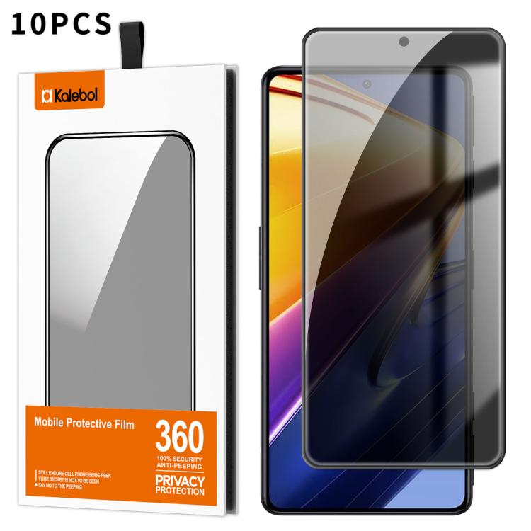 For Xiaomi Poco F4 GT 10pcs Kalebol High-Aluminum Screen-Printed Full-Coverage Black-Border Privacy Tempered Glass Film