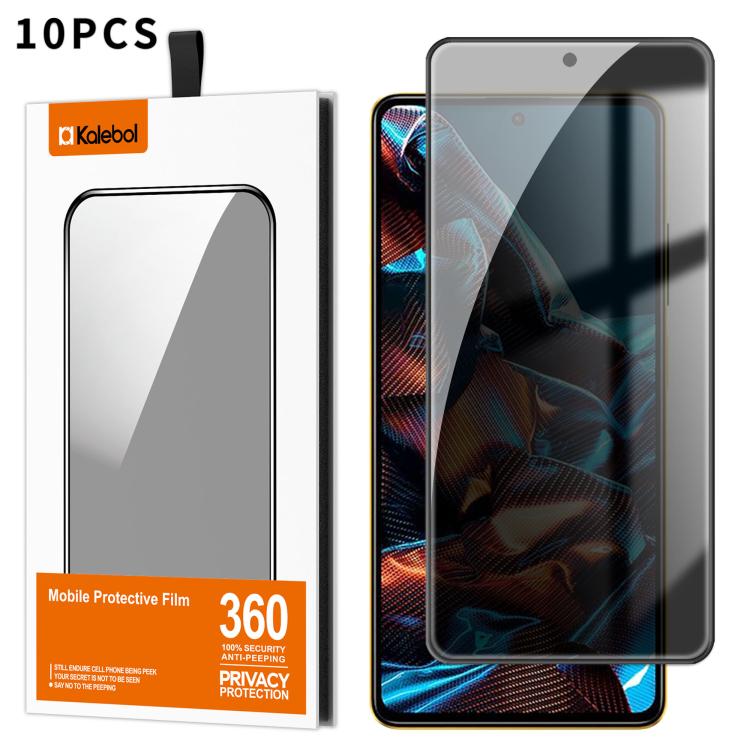 For Xiaomi Poco X5 Pro 10pcs Kalebol High-Aluminum Screen-Printed Full-Coverage Black-Border Privacy Tempered Glass Film