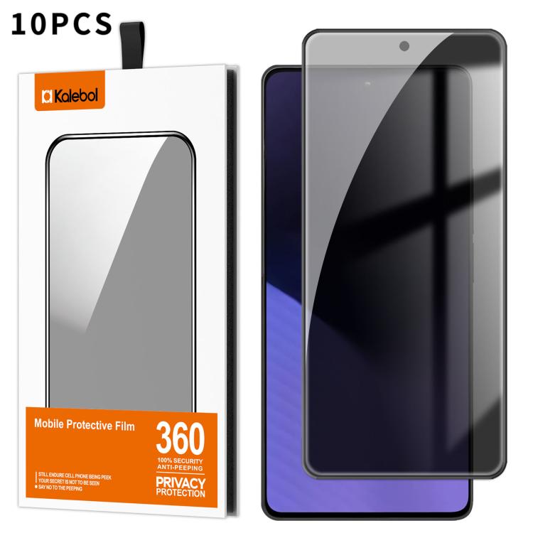 For Xiaomi Poco X6 Neo 5G 10pcs Kalebol High-Aluminum Screen-Printed Full-Coverage Black-Border Privacy Tempered Glass Film