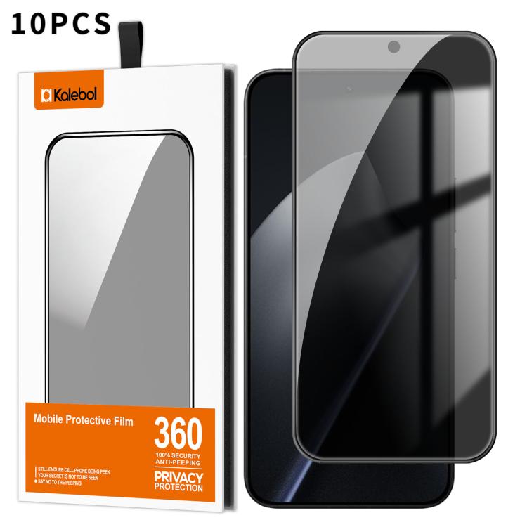 For Xiaomi 15T Pro 10pcs Kalebol High-Aluminum Screen-Printed Full-Coverage Black-Border Privacy Tempered Glass Film