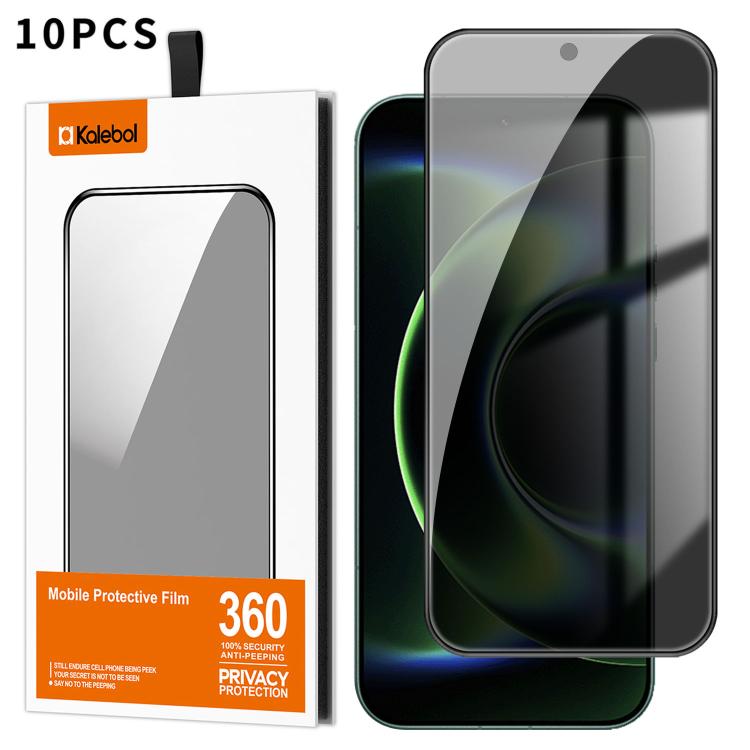 For Xiaomi 17 Ultra 10pcs Kalebol High-Aluminum Screen-Printed Full-Coverage Black-Border Privacy Tempered Glass Film