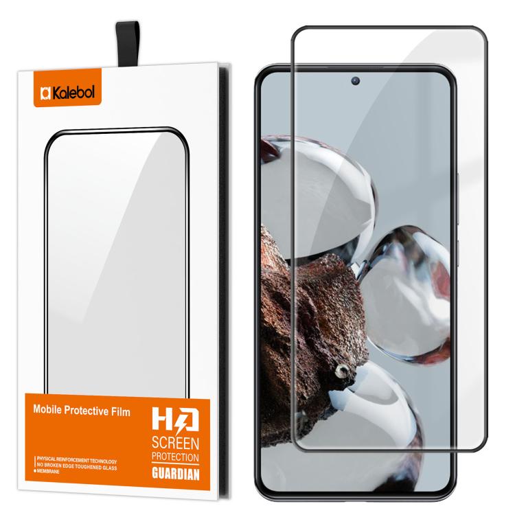 For Xiaomi 12T Kalebol High-Aluminum Screen-Printed Full-Coverage Anti-Fingerprint Black-Bordered HD Tempered Glass Film