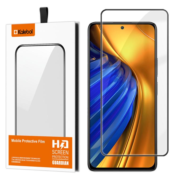 For Xiaomi Poco F4 Kalebol High-Aluminum Screen-Printed Full-Coverage Anti-Fingerprint Black-Bordered HD Tempered Glass Film