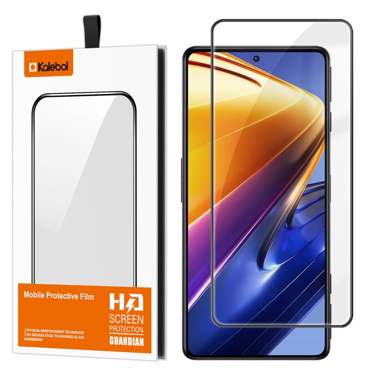 For Xiaomi Poco F4 GT Kalebol High-Aluminum Screen-Printed Full-Coverage Anti-Fingerprint Black-Bordered HD Tempered Glass Film