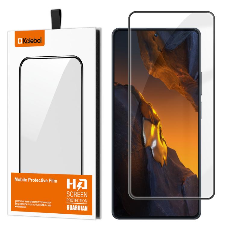 For Xiaomi Poco F5 Kalebol High-Aluminum Screen-Printed Full-Coverage Anti-Fingerprint Black-Bordered HD Tempered Glass Film
