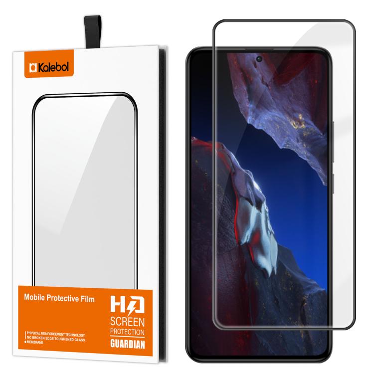For Xiaomi Poco F5 Pro Kalebol High-Aluminum Screen-Printed Full-Coverage Anti-Fingerprint Black-Bordered HD Tempered Glass Film