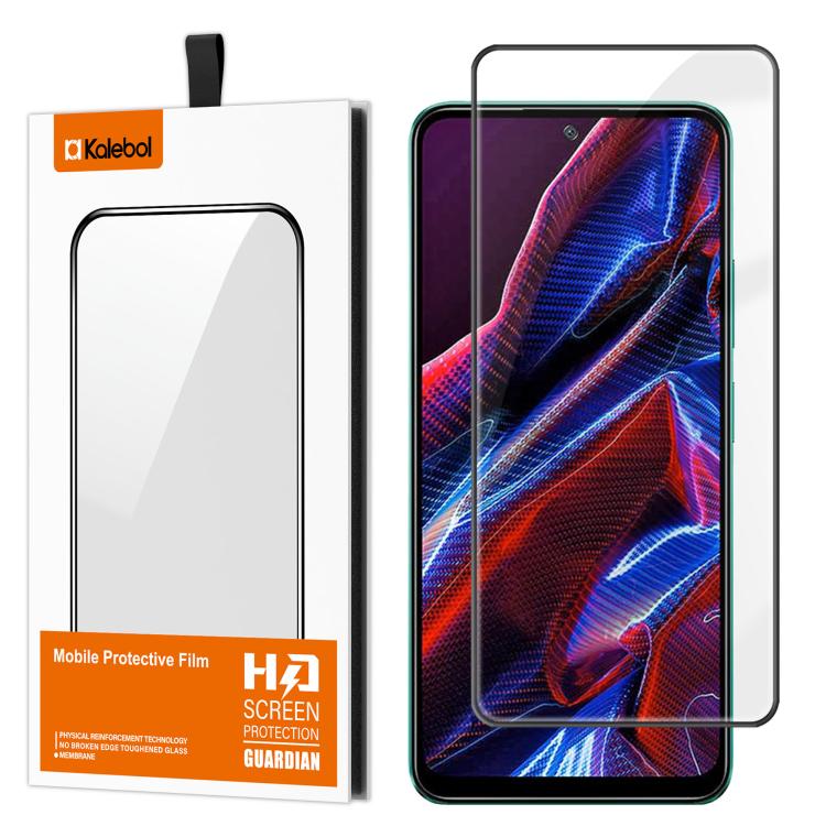 For Xiaomi Poco X5 Kalebol High-Aluminum Screen-Printed Full-Coverage Anti-Fingerprint Black-Bordered HD Tempered Glass Film
