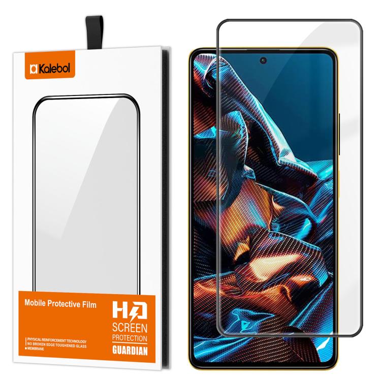 For Xiaomi Poco X5 Pro Kalebol High-Aluminum Screen-Printed Full-Coverage Anti-Fingerprint Black-Bordered HD Tempered Glass Film