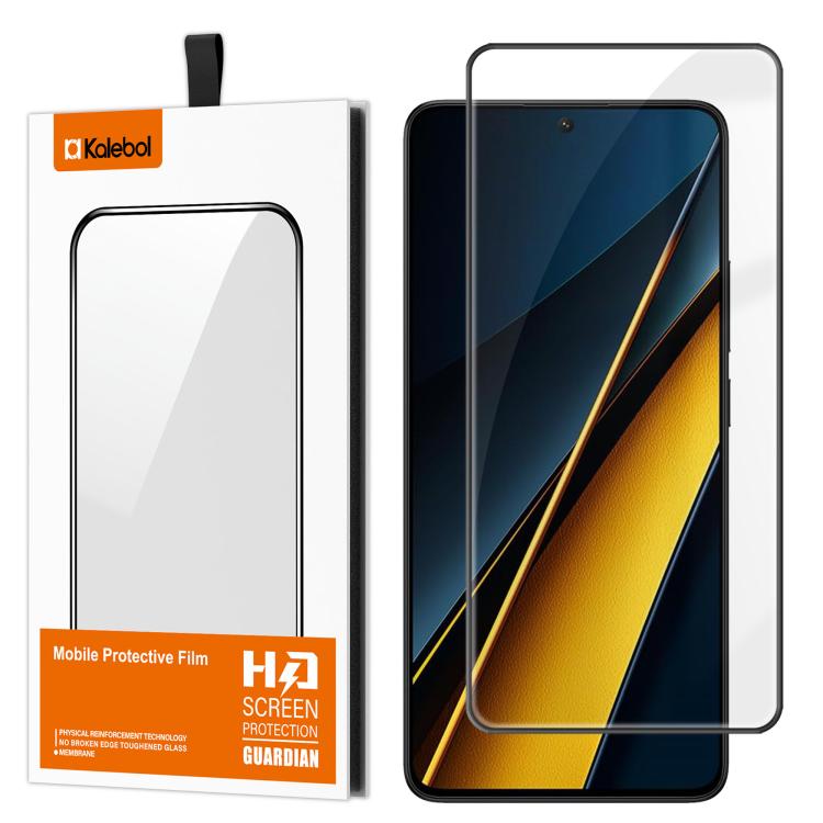 For Xiaomi Poco X6 5G Kalebol High-Aluminum Screen-Printed Full-Coverage Anti-Fingerprint Black-Bordered HD Tempered Glass Film