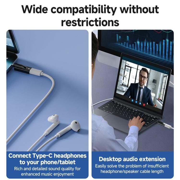 Digital Decoder HiFi Audio Headset Adapter, Port:3.5mm Male to Type-C Female