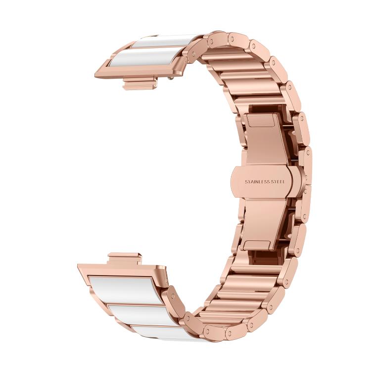 For Huawei Watch Fit4 / Fit4 Pro / Fit3 Ceramic White Butterfly Buckle Metal Watch Band