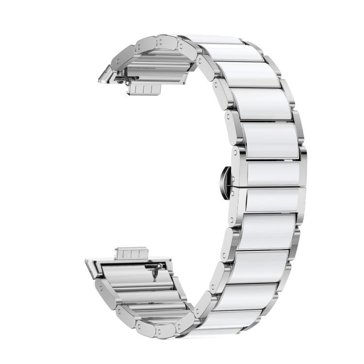 For Huawei Watch Fit4 / Fit4 Pro / Fit3 Ceramic White Butterfly Buckle Metal Watch Band