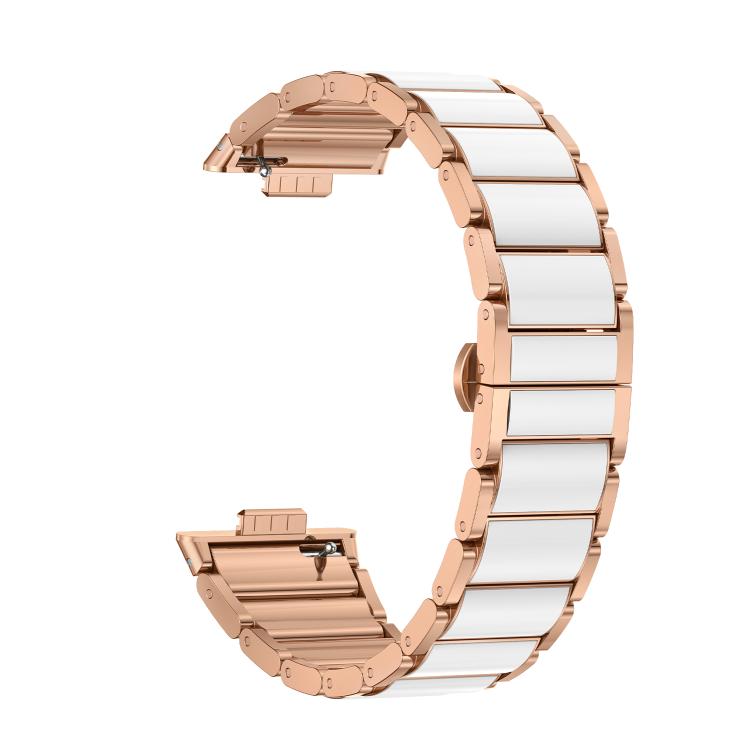For Huawei Watch Fit 2 Ceramic White Butterfly Buckle Metal Watch Band