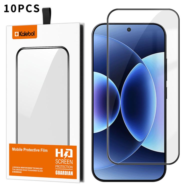 For Xiaomi 17 Pro 10pcs Kalebol High-Aluminum Screen-Printed Full-Coverage Anti-Fingerprint Black-Bordered HD Tempered Glass Film