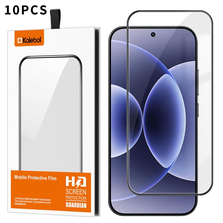 For Xiaomi 17 10pcs Kalebol High-Aluminum Screen-Printed Full-Coverage Anti-Fingerprint Black-Bordered HD Tempered Glass Film