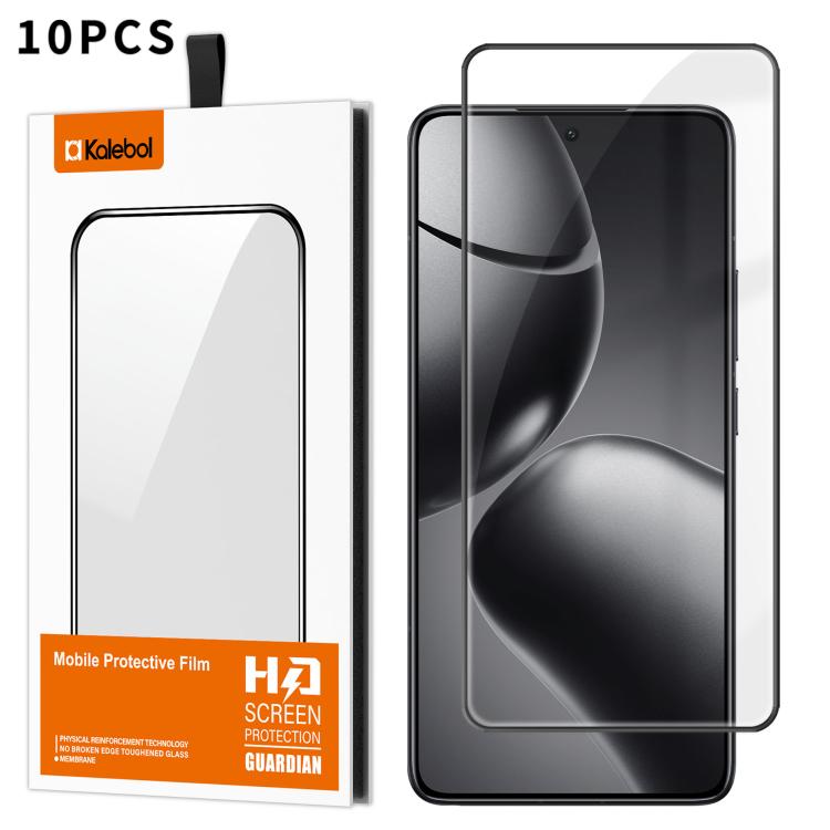 For Xiaomi 14T Pro 10pcs Kalebol High-Aluminum Screen-Printed Full-Coverage Anti-Fingerprint Black-Bordered HD Tempered Glass Film