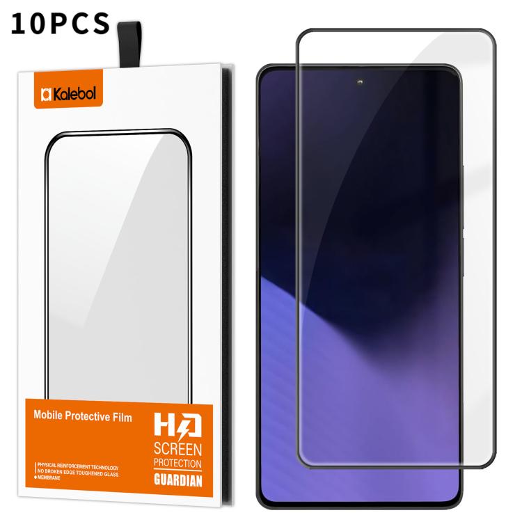 For Xiaomi Poco X6 Neo 5G 10pcs Kalebol High-Aluminum Screen-Printed Full-Coverage Anti-Fingerprint Black-Bordered HD Tempered Glass Film