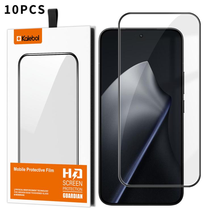 For Xiaomi 15T 10pcs Kalebol High-Aluminum Screen-Printed Full-Coverage Anti-Fingerprint Black-Bordered HD Tempered Glass Film