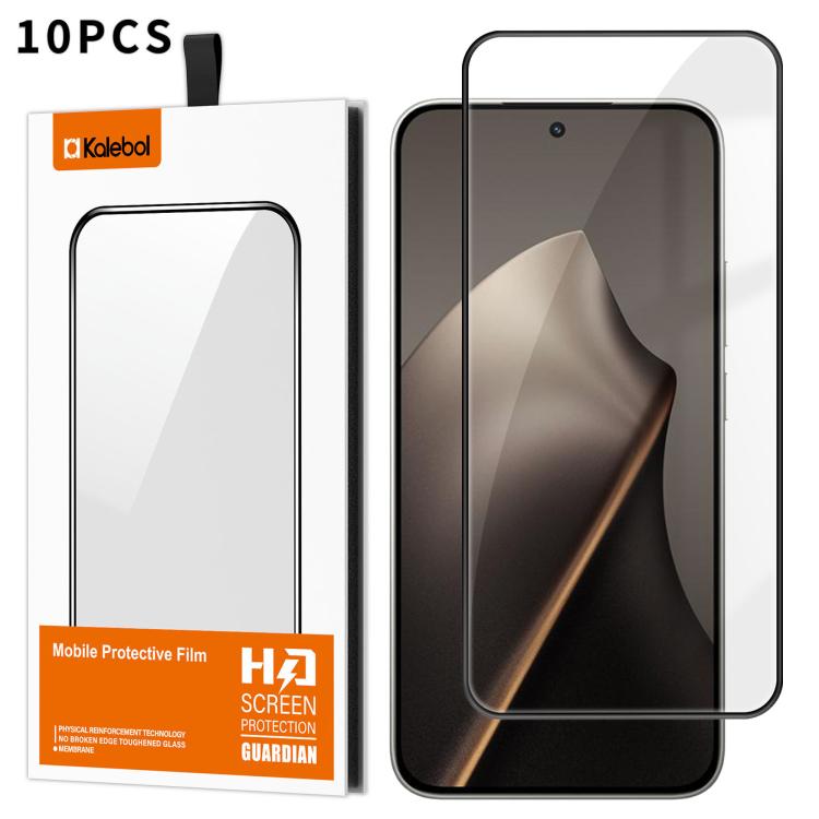 For Xiaomi 17T 5G 10pcs Kalebol High-Aluminum Screen-Printed Full-Coverage Anti-Fingerprint Black-Bordered HD Tempered Glass Film