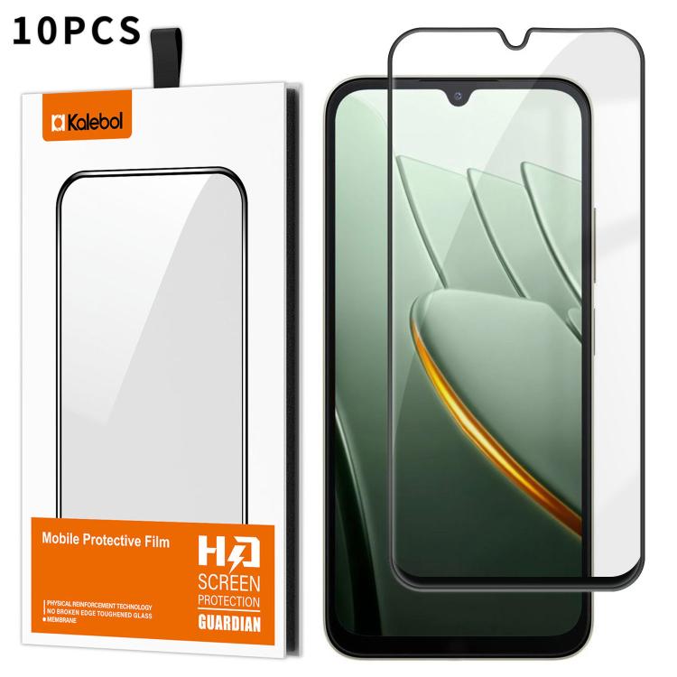 For Xiaomi Poco C81 Pro 4G 10pcs Kalebol High-Aluminum Screen-Printed Full-Coverage Anti-Fingerprint Black-Bordered HD Tempered Glass Film