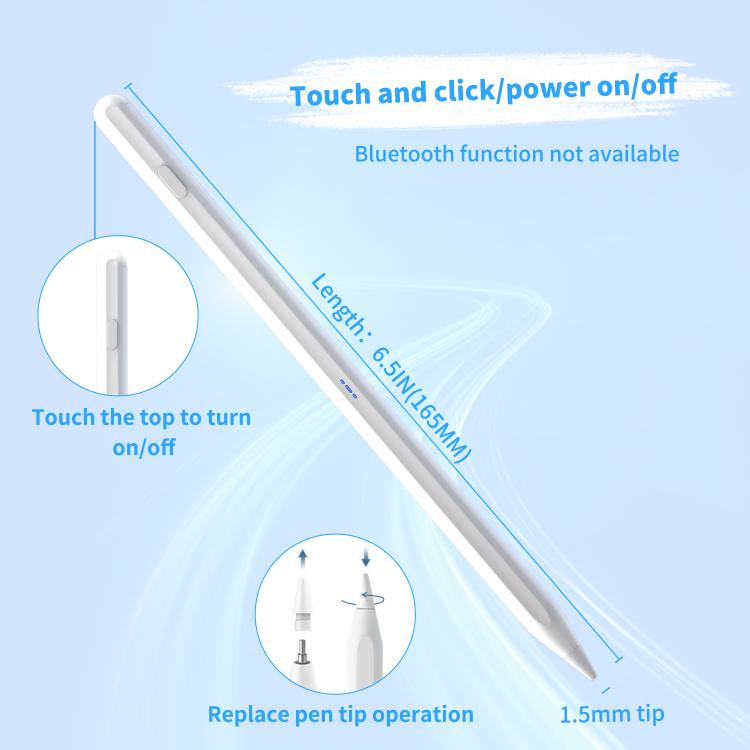 DP01 Type-C Rechargeable Magnetic Stylus with 2 Replacement Nibs - White