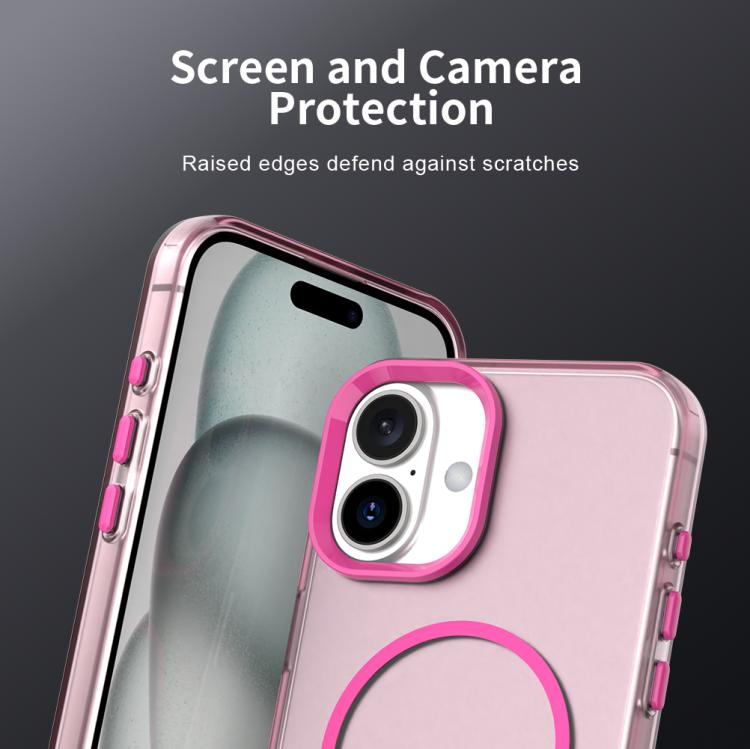 For iPhone 16 Candy Fine Circle Magsafe PC Hybrid TPU Phone Case
