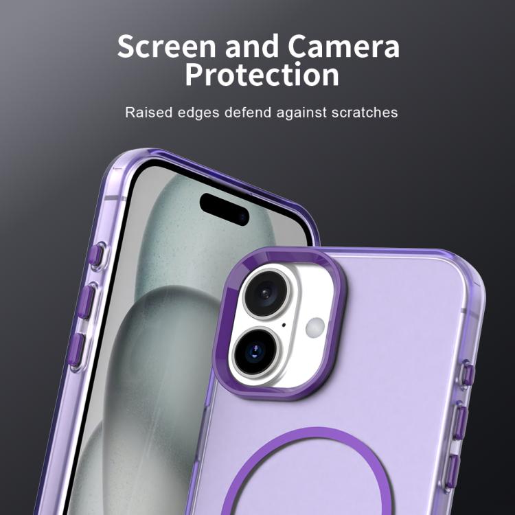For iPhone 16 Candy Fine Circle Magsafe PC Hybrid TPU Phone Case