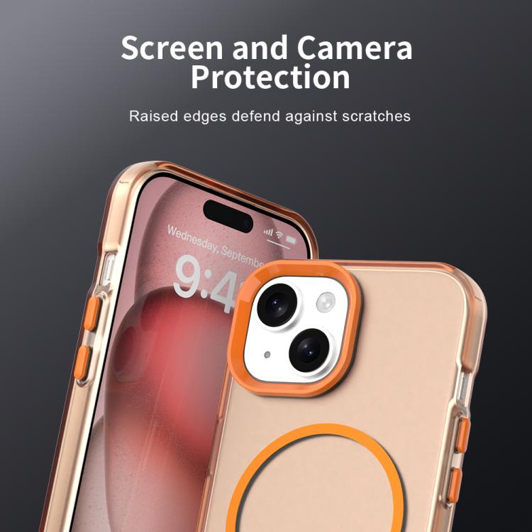 For iPhone 15 Plus Candy Fine Circle Magsafe PC Hybrid TPU Phone Case