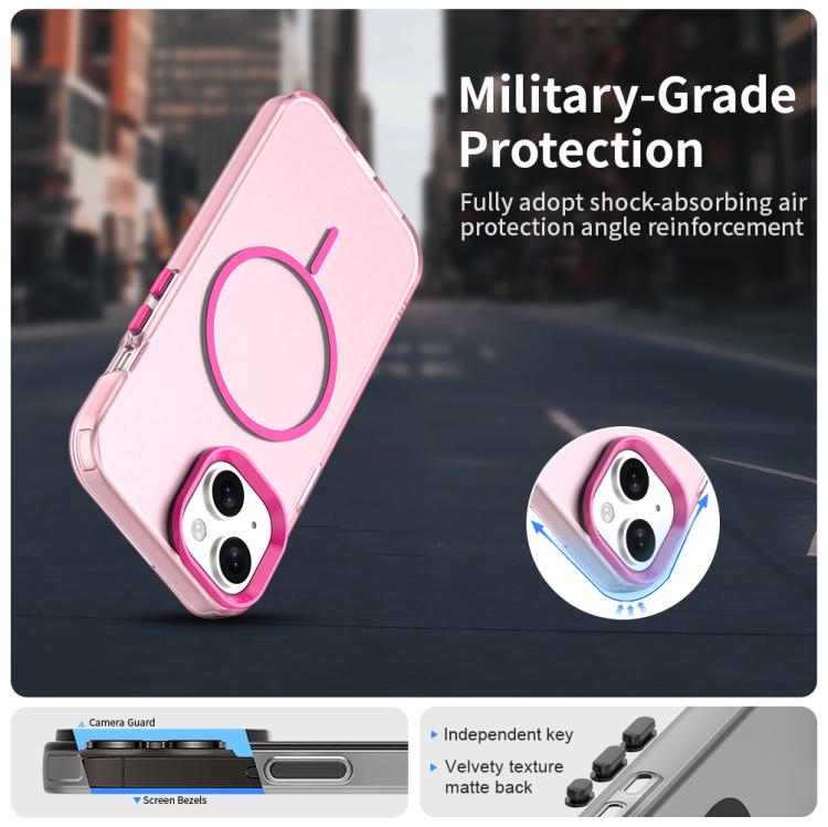 For iPhone 15 Plus Candy Fine Circle Magsafe PC Hybrid TPU Phone Case