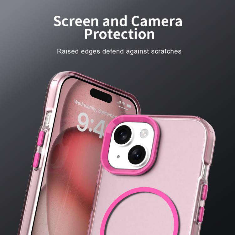 For iPhone 15 Plus Candy Fine Circle Magsafe PC Hybrid TPU Phone Case