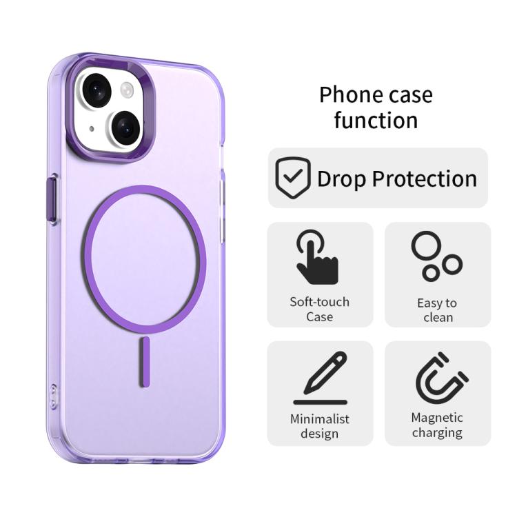 For iPhone 15 Plus Candy Fine Circle Magsafe PC Hybrid TPU Phone Case