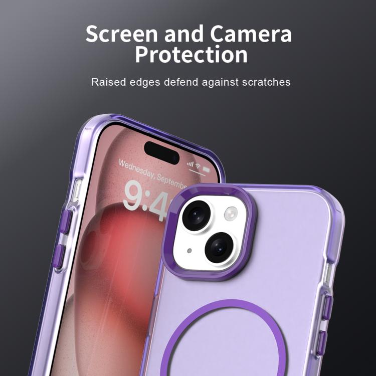 For iPhone 15 Candy Fine Circle Magsafe PC Hybrid TPU Phone Case