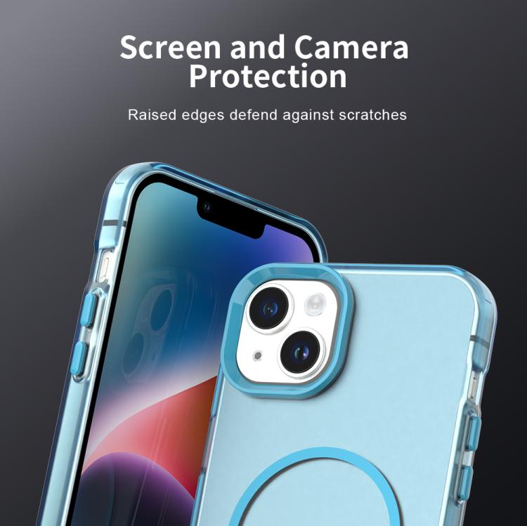For iPhone 14 Plus Candy Fine Circle Magsafe PC Hybrid TPU Phone Case