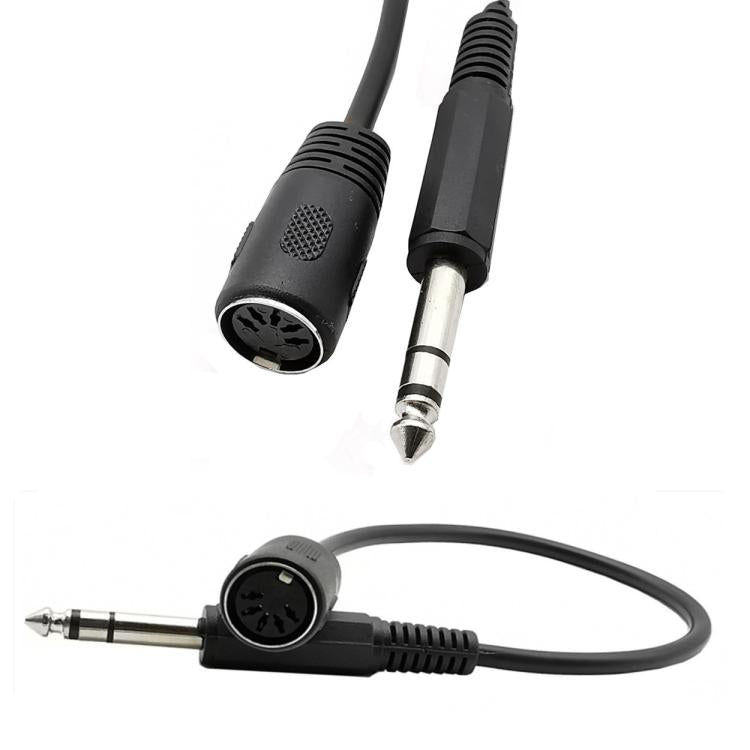 6.35mm Audio Plug to MIDI 5 Pin Audio Adapter Cable, Length: 0.3m - Black