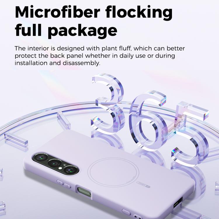 For Sony Xperia 1 V ABEEL Skin-friendly Feel Magsafe Liquid Silicone Phone Case