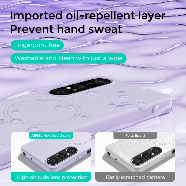 For Sony Xperia 1 V ABEEL Skin-friendly Feel Magsafe Liquid Silicone Phone Case