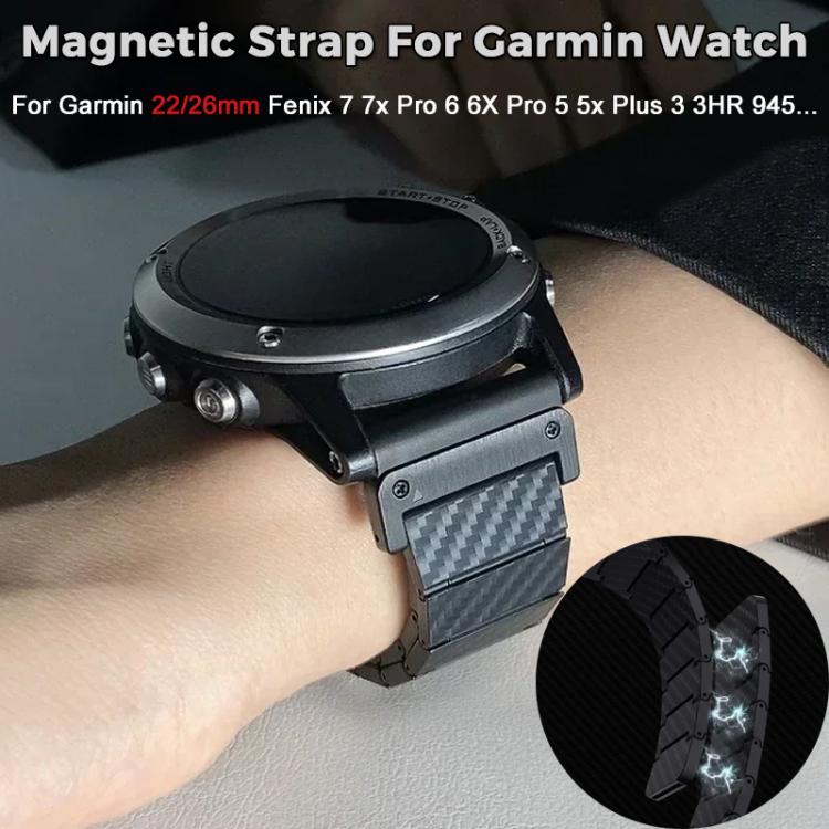 For Garmin 22mm Carbon Fiber Magnetic Loop Watch Band