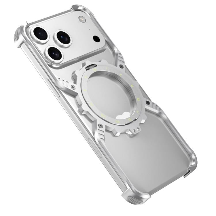 For iPhone 17 Pro Max Mechanical Gear MagSafe Holder Borderless Metal Phone Case