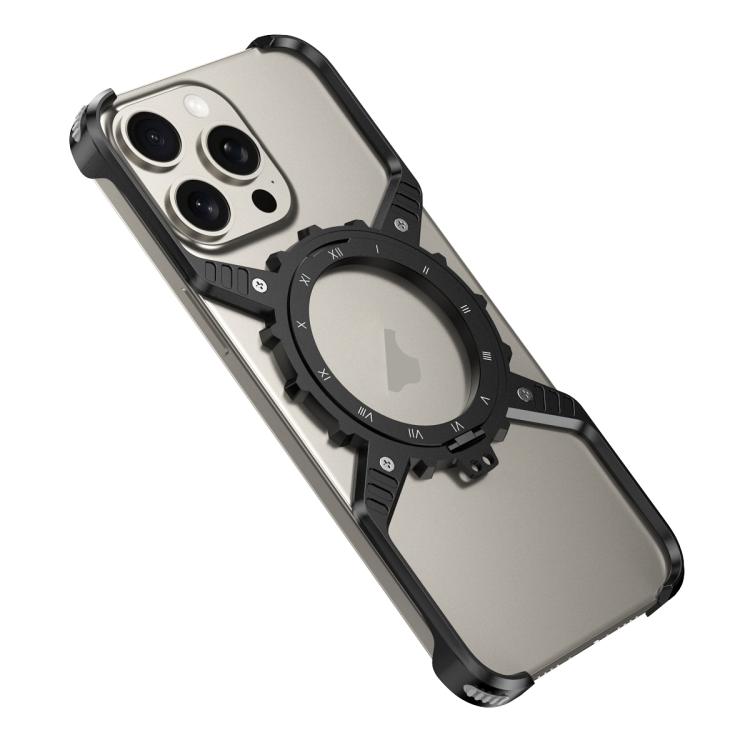For iPhone 17 Mechanical Gear MagSafe Holder Borderless Metal Phone Case