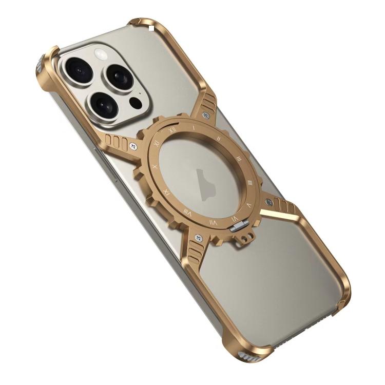 For iPhone 17 Mechanical Gear MagSafe Holder Borderless Metal Phone Case