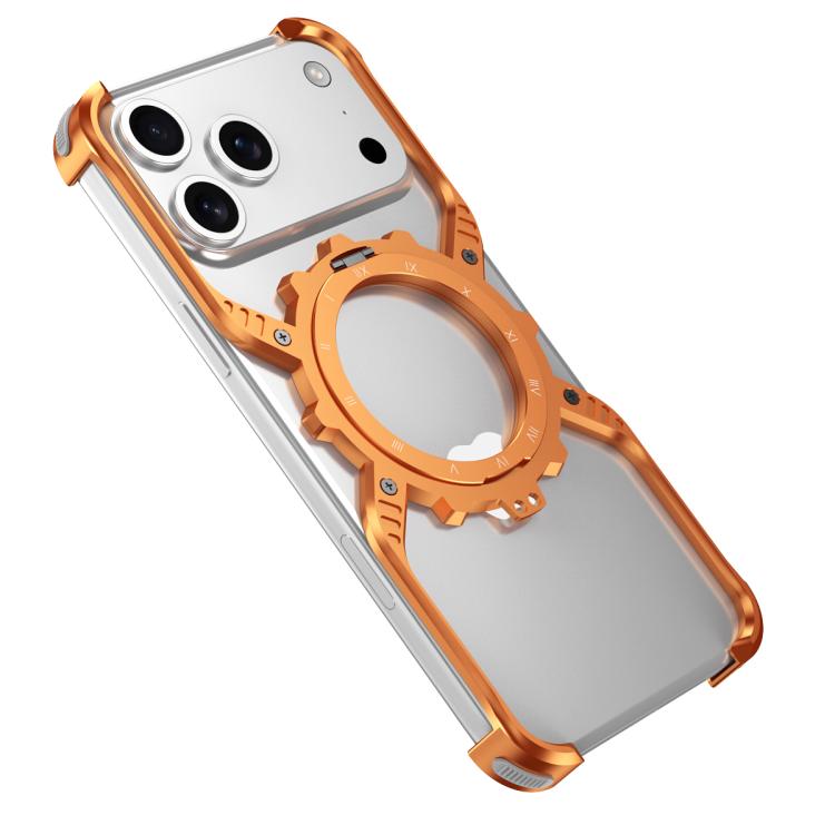 For iPhone 17 Mechanical Gear MagSafe Holder Borderless Metal Phone Case